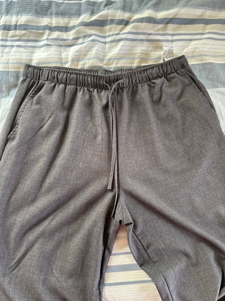 Gri Keten Rahat Kesim bol paça Pantolon - Görsel 4