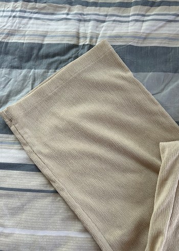 Bej Kadın Keten Pilili Rahat Kesim Pantolon - Görsel 2