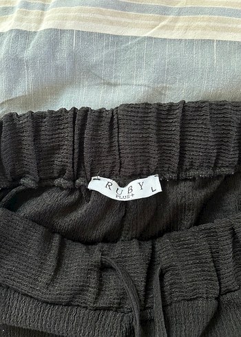 Siyah,Pilili, Rahat Kesim Keten Kadın Pantolon - Görsel 4