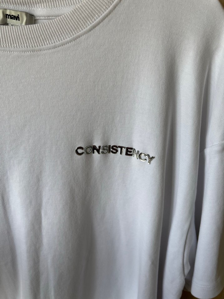 Mavi marka Beyaz Oversize  Tişört - Görsel 3