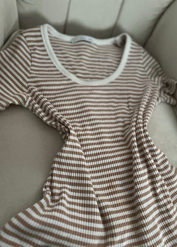 MANGO Bej Kısa Kollu Kadın Tişört - Görsel 3