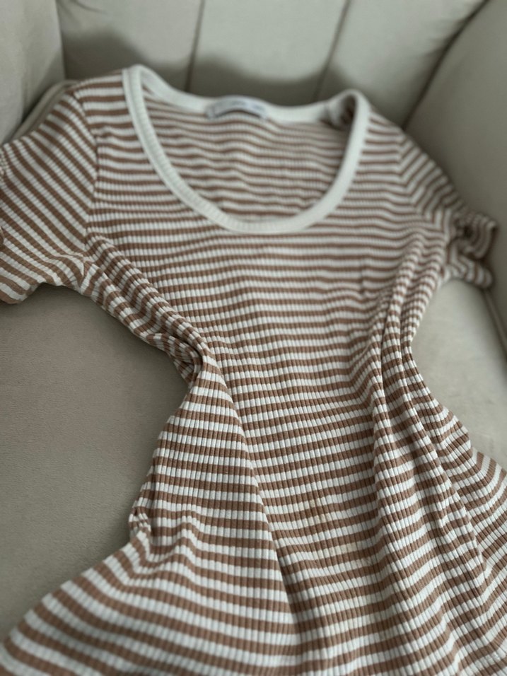 MANGO Bej Kısa Kollu Kadın Tişört - Görsel 3