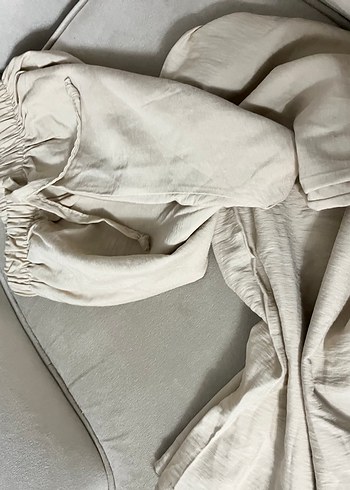 Bej keten krem rengi pantolon - Görsel 2