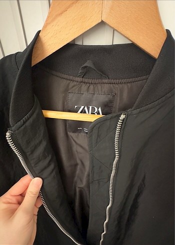 Zara Siyah Kadın Keten Fermuarlı Ceket - Görsel 3