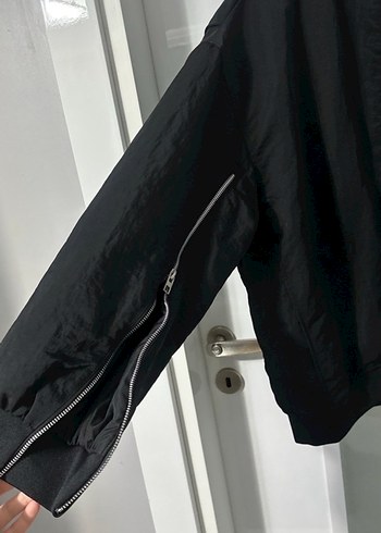 Zara Siyah Kadın Keten Fermuarlı Ceket - Görsel 6