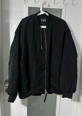 Zara Siyah Kadın Keten Fermuarlı Ceket - Görsel 5