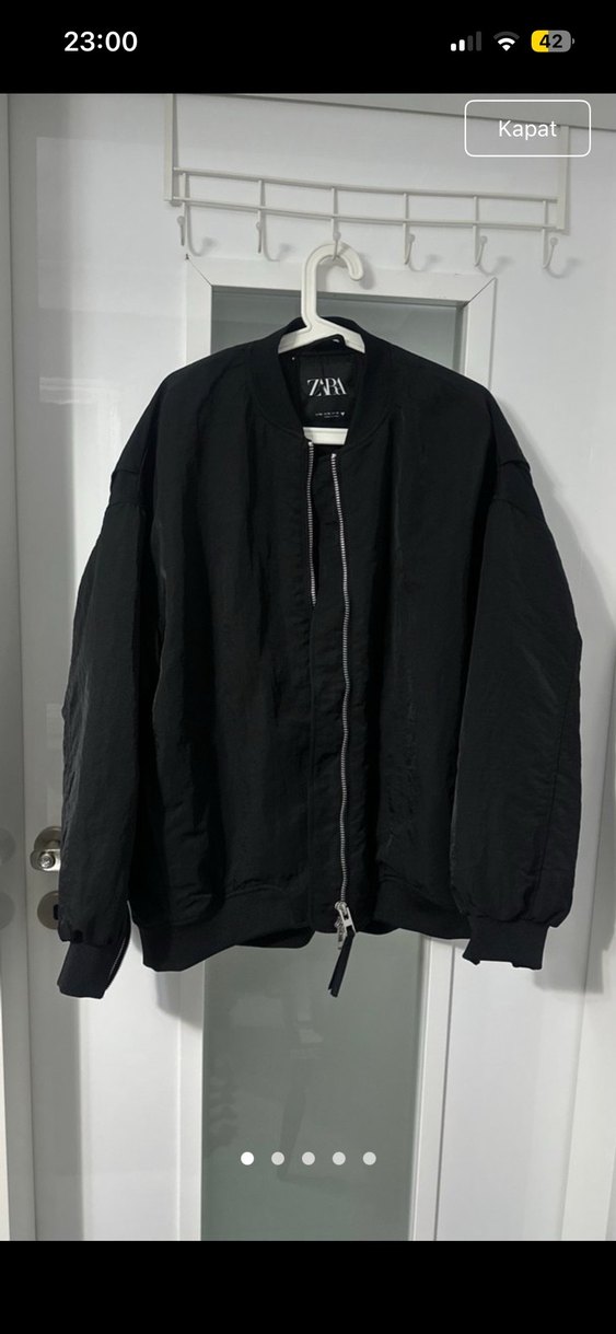 Zara Siyah Kadın Keten Fermuarlı Ceket - Görsel 5