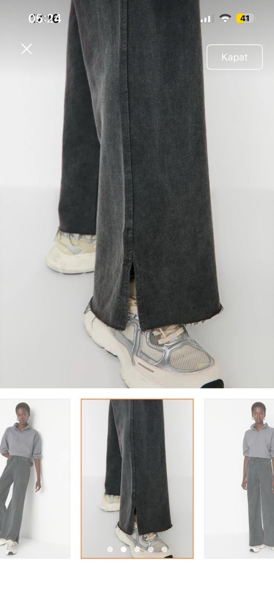 MİLLA 
Gri Batik Desenli Rahat Kesim Kadın Kot Eşofman - Görsel 2