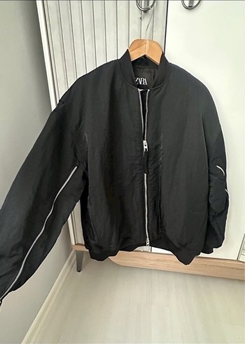 ZARA Siyah Fermuarlı Kadın Ceket - Görsel 2
