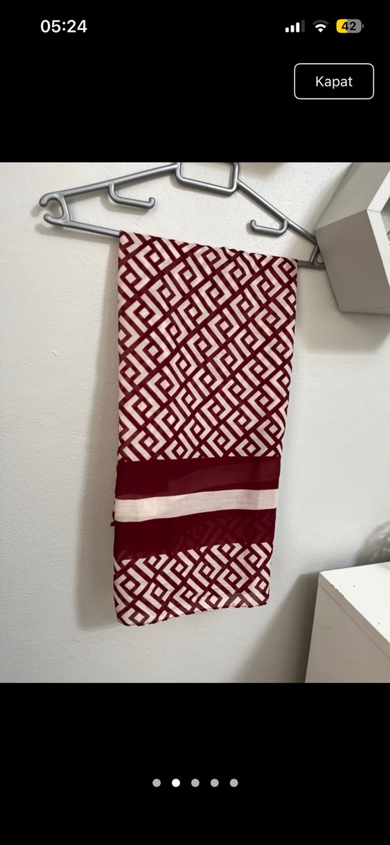 BEYMEN MUADİL Bordo Desenli Kadın Şal - Görsel 2