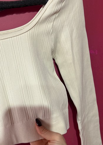 Trendyolmilla Fitilli Uzun Kollu Krem Rengi Crop - Görsel 6