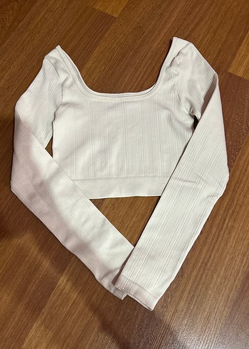 Trendyolmilla Fitilli Uzun Kollu Krem Rengi Crop - Görsel 2