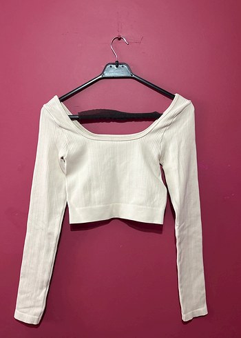 Trendyolmilla Fitilli Uzun Kollu Krem Rengi Crop - Görsel 5