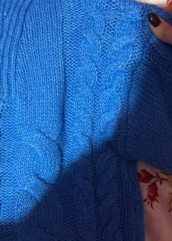 Kadın Mavi Örgü Balıkçı Yaka Kazak - Görsel 2