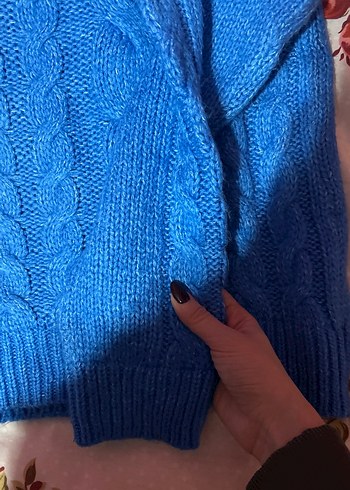 Kadın Mavi Örgü Balıkçı Yaka Kazak - Görsel 3