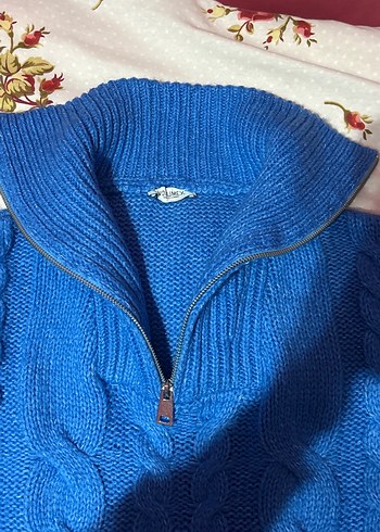 Kadın Mavi Örgü Balıkçı Yaka Kazak - Görsel 4
