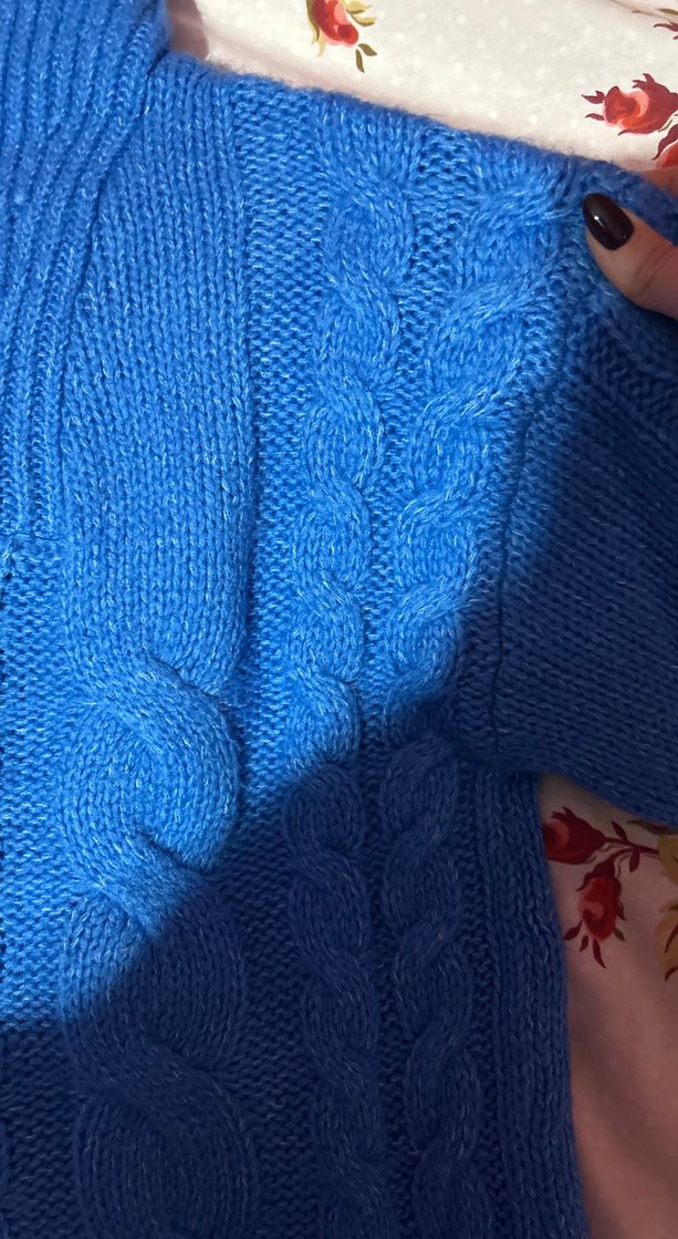 Kadın Mavi Örgü Balıkçı Yaka Kazak - Görsel 2