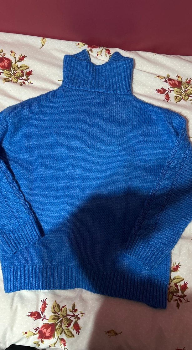 Kadın Mavi Örgü Balıkçı Yaka Kazak - Görsel 5