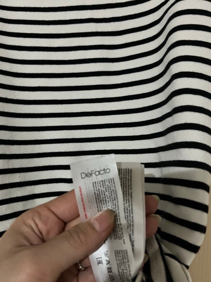 Çizgili Beyaz  Mini Elbise - Görsel 3