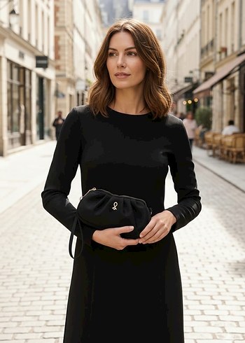 Siyah Minimalist Kadın El Çantası - Görsel 2