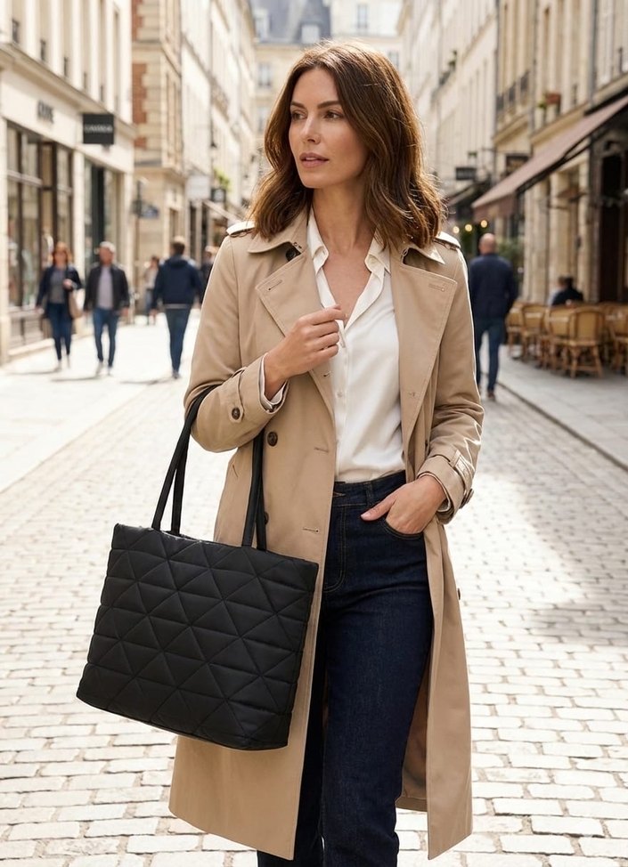 Siyah Minimalist Kadın Omuz Çantası - Görsel 2