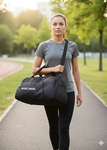 Fermuarlı Siyah Erkek Spor Çantası - Görsel 2