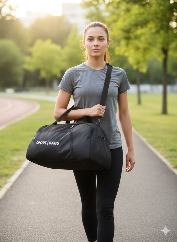 Fermuarlı Siyah Erkek Spor Çantası - Görsel 2