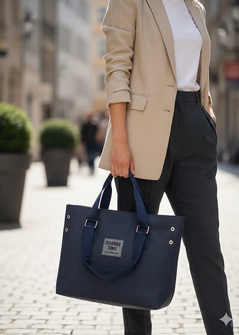 Gri Baskılı Tokalı Kadın Çanta - Görsel 3