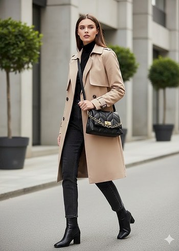 Zincir Detaylı Siyah Deri Kadın Çanta - Görsel 2