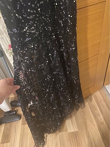 s Beden siyah Renk Siyah boncuk işli kumaş abiye elbise