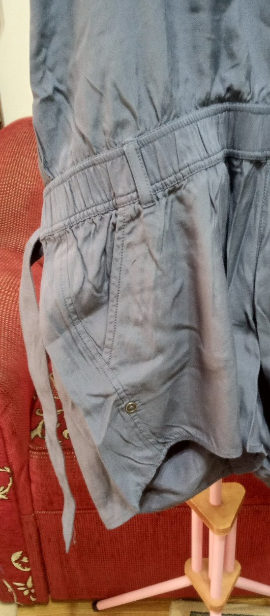 Düğmeli, Straplez, Mavi Kadın Tulum - Görsel 2