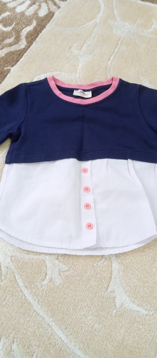 Düğmeli Beyaz Pamuklu Kız Gömleği - Görsel 2