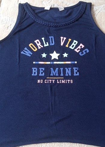 Kız Çocuk Lacivert Fırfırlı Kolsuz Tişört - Görsel 2