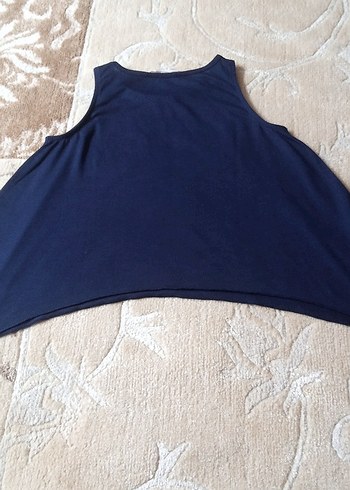 Kız Çocuk Lacivert Fırfırlı Kolsuz Tişört - Görsel 3