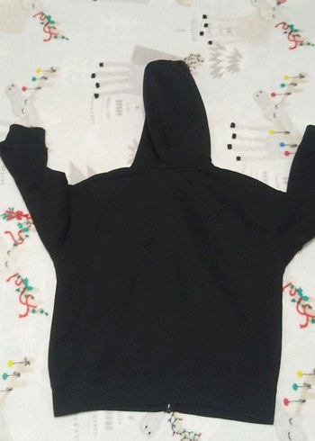Çocuk Siyah Kapüşonlu Fermuarlı Sweatshirt - Görsel 4