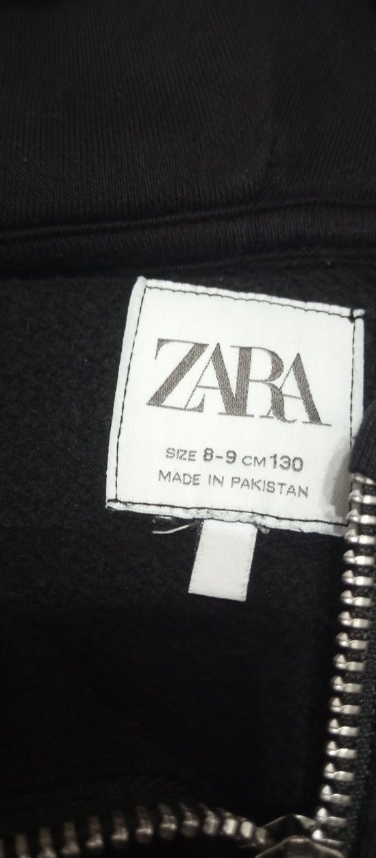 Çocuk Siyah Kapüşonlu Fermuarlı Sweatshirt - Görsel 3