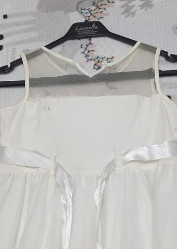 Kız Çocuk Beyaz Dantel Detaylı Elbise - Görsel 5