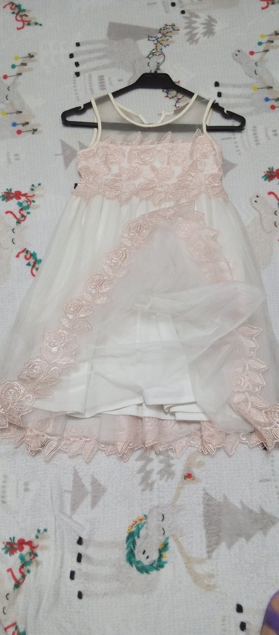 Kız Çocuk Beyaz Dantel Detaylı Elbise - Görsel 2