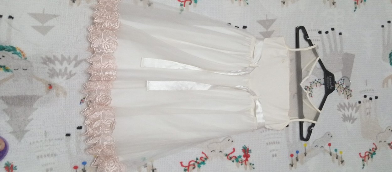 Kız Çocuk Beyaz Dantel Detaylı Elbise - Görsel 4