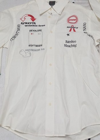 Beyaz Baskılı Uzun Kollu Kadın Gömlek - Görsel 2