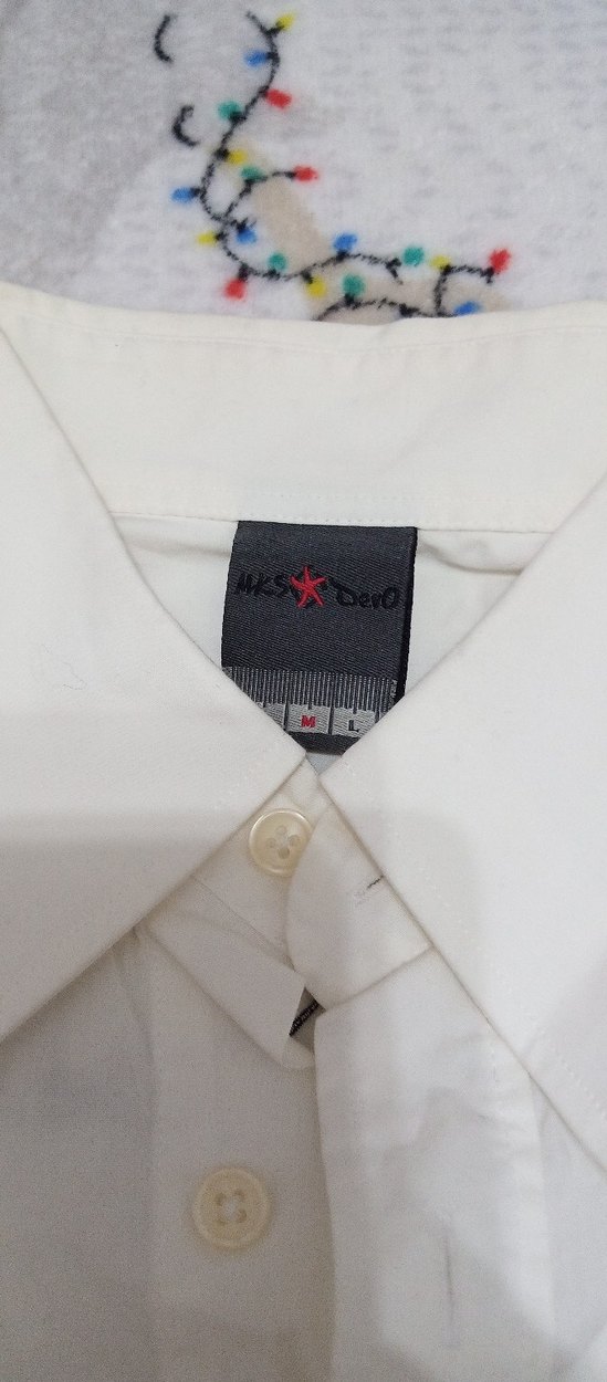 Beyaz Baskılı Uzun Kollu Kadın Gömlek - Görsel 3