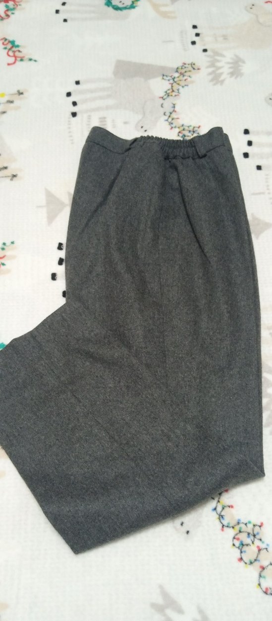 Düğmeli Gri Kadın pamuklu Kumaş Pantolon - Görsel 4