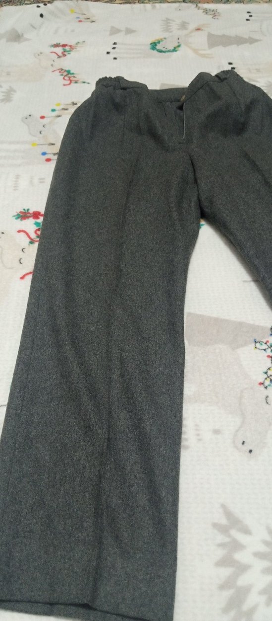 Düğmeli Gri Kadın pamuklu Kumaş Pantolon - Görsel 2