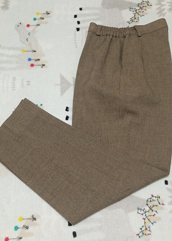 Bej Regular Fit Keten Kumaş Kadın Pantolon - Görsel 4