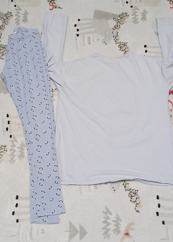 Gri Panda Desenli Çocuk Pijama Takımı - Görsel 4