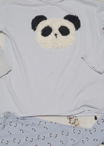Gri Panda Desenli Çocuk Pijama Takımı - Görsel 2