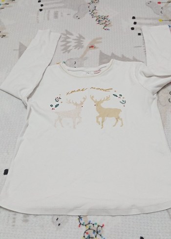 Kız Çocuk Beyaz Uzun Kollu Baskılı Tişört - Görsel 2