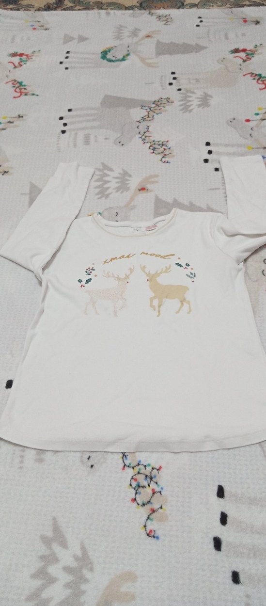 Kız Çocuk Beyaz Uzun Kollu Baskılı Tişört - Görsel 2