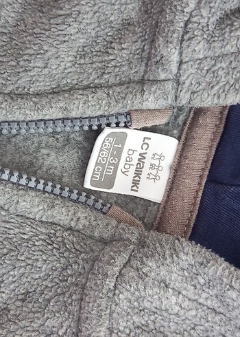 Gri unisex  bebek Fermuarlı Tulumu - Görsel 2