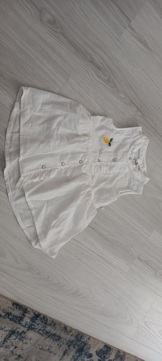 Kız Çocuk Beyaz Nakışlı Kısa Kollu Gömlek - Görsel 3